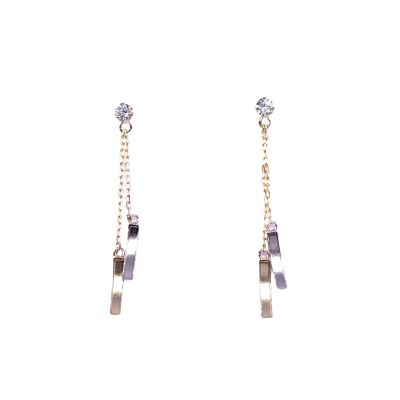 Boucles d'oreilles en or jaune, bicolore et oxydes de zirconium