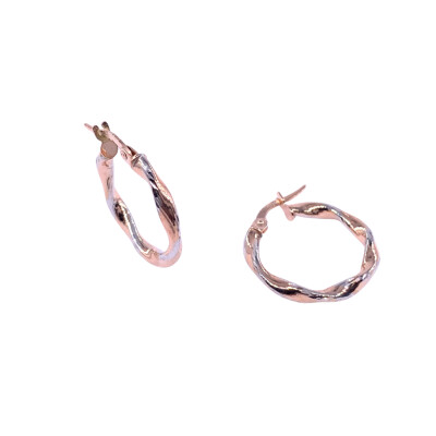 Créoles en or rose, bicolore, diamètre extérieure 19.5mm