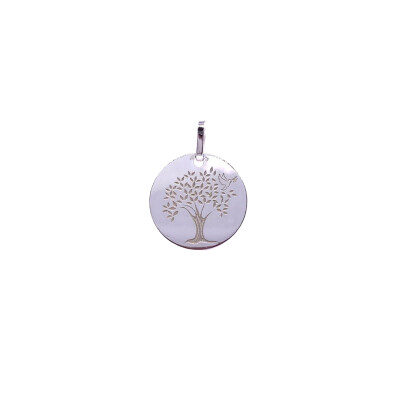 Médaille Arbre de Vie en or blanc 16mm