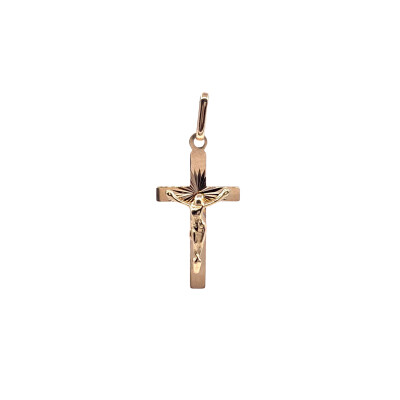 Pendentif Croix avec Christ en or jaune 24x12 mm