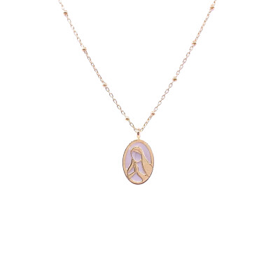 Collier en or jaune et nacre motif vierge