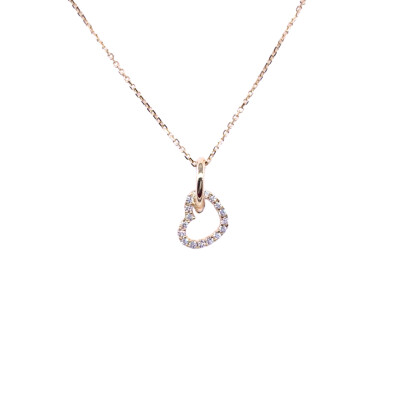 Collier en or jaune et oxydes de zirconium, motif cœur