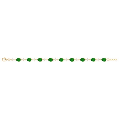 Bracelet Griffe Rouge en plaqué or jaune, oxyde coloré vert et oxyde de zirconium