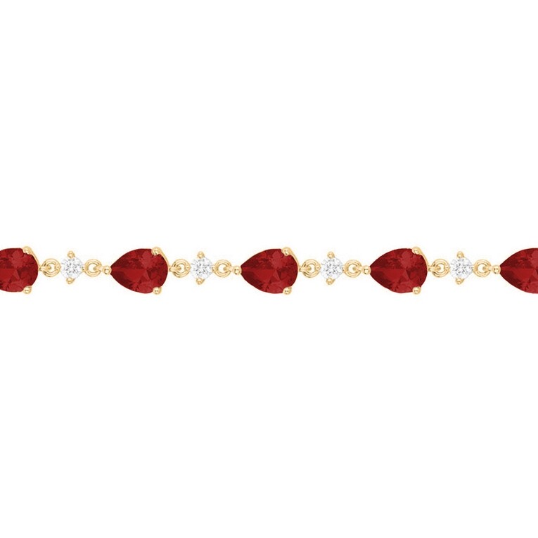Bracelet Griffe Rouge en plaqué or jaune, oxyde coloré rouge et oxyde de zirconium vue 1