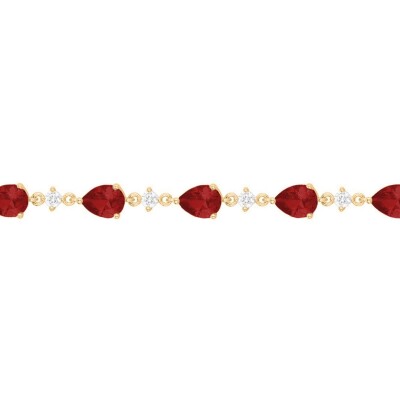 Bracelet Griffe Rouge en plaqué or jaune, oxyde coloré rouge et oxyde de zirconium