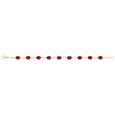 Bracelet Griffe Rouge en plaqué or jaune, oxyde coloré rouge et oxyde de zirconium