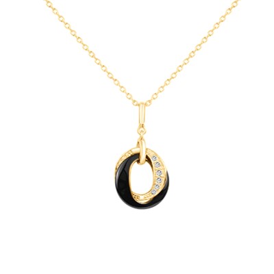 Collier en plaqué or, céramique et oxydes de zirconium
