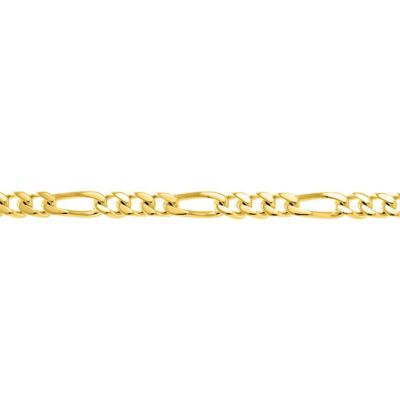 Collier chaîne maille figaro alternée en plaqué or, 4mm