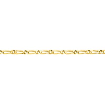 Collier chaîne maille figaro alternée en plaqué or, 2.5mm
