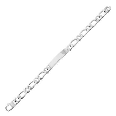 Gourmette maille cheval alternée en argent poli, 8mm