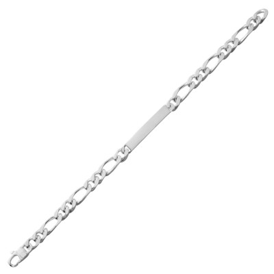 Gourmette maille cheval alternée en argent poli, 6mm