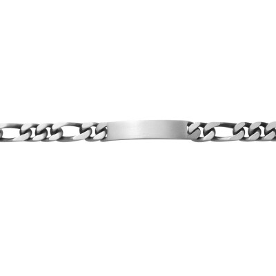 Gourmette maille cheval alternée en argent vieilli, 8mm