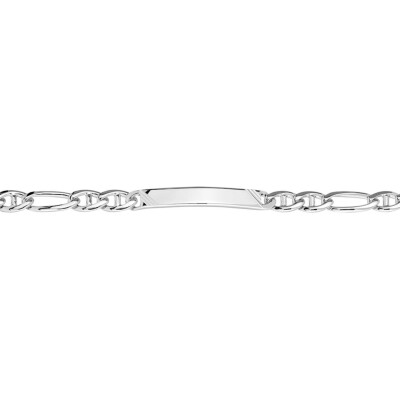 Gourmette maille figaro alterné marine en argent poli, 5mm