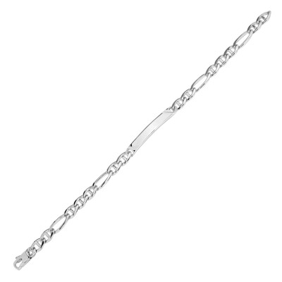 Gourmette maille figaro alterné marine en argent poli, 5mm