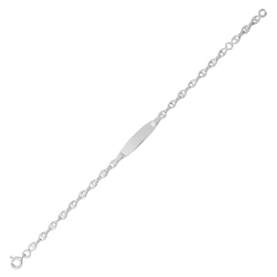 Gourmette bébé maille grain de café en argent poli