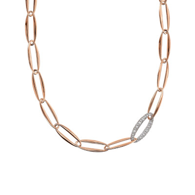 Collier Bronzallure en métal doré rose à l'or fin 18 carats et zircon