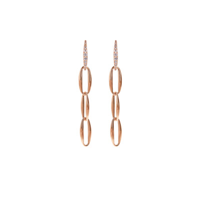 Boucles d'oreilles Bronzallure en métal doré rose à l'or fin 18 carats et zircon