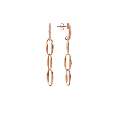 Boucles d'oreilles Bronzallure en métal doré rose à l'or fin 18 carats et zircon