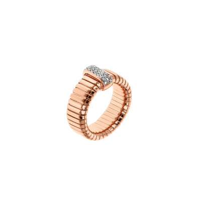 Bague Bronzallure en métal doré rose à l'or fin 18 carats et zircon
