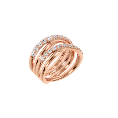 Bague Bronzallure en métal doré rose à l'or fin 18 carats et zircon