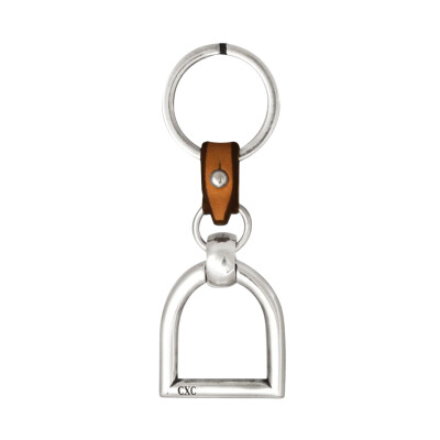 Porte clés en métal argenté et cuir