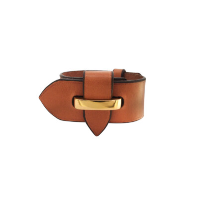 Bracelet en plaqué or et cuir