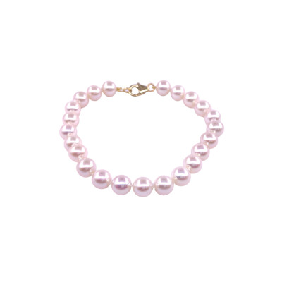 Bracelet perles de culture eau douce (diamètre 7/7.5 mm) et fermoir or jaune