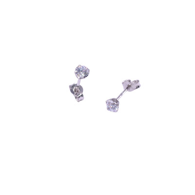 Boucles d'oreilles en or blanc et oxydes de zirconium 3.5mm