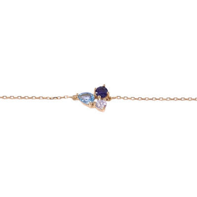 Bracelet en or jaune, iolite, tanzanite et oxyde de zirconium