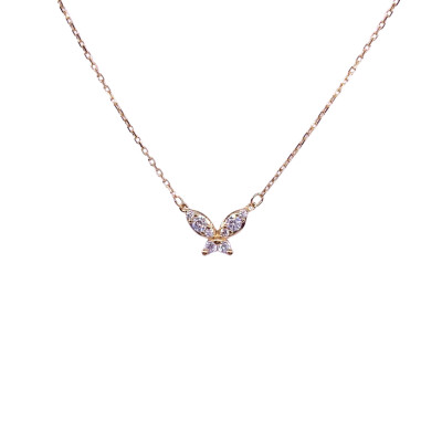 Collier en or jaune et oxyde de zirconium, motif papillon