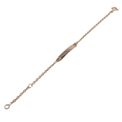 Bracelet identité en or jaune, plaque rectangulaire