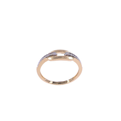 Bague en or jaune, mat et brillant et diamants