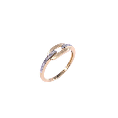 Bague en or jaune, mat et brillant et diamants