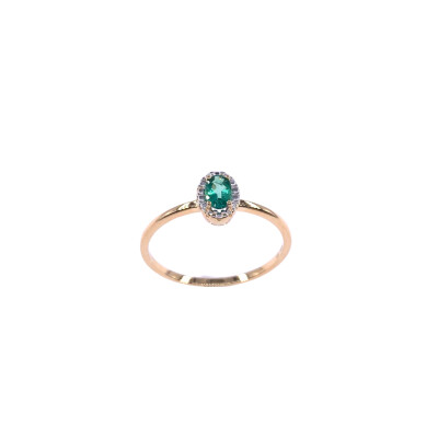 Bague en or jaune et émeraude