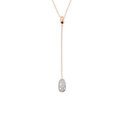 Collier Bronzallure en métal doré rose à l'or fin 18 carats et zircon