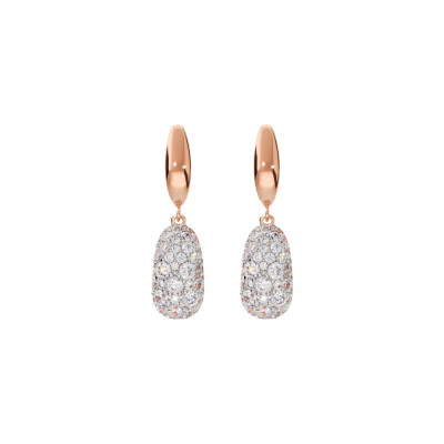 Boucles d'oreilles Bronzallure en métal doré rose à l'or fin 18 carats et zircon
