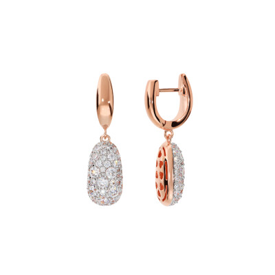 Boucles d'oreilles Bronzallure en métal doré rose à l'or fin 18 carats et zircon
