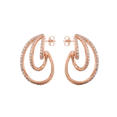 Boucles d'oreilles Bronzallure en métal doré rose à l'or fin 18 carats et zircon