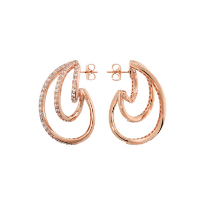 Boucles d'oreilles Bronzallure en métal doré rose à l'or fin 18 carats et zircon
