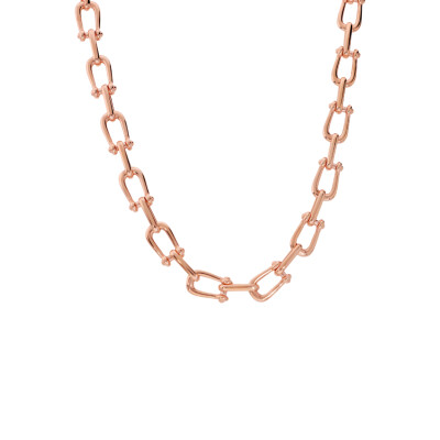 Collier Bronzallure en métal doré rose à l'or fin 18 carats et zircon
