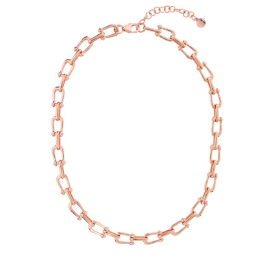 Collier Bronzallure en métal doré rose à l'or fin 18 carats et zircon