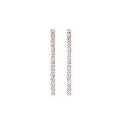 Boucles d'oreilles Bronzallure en métal doré rose à l'or fin 18 carats et zircon