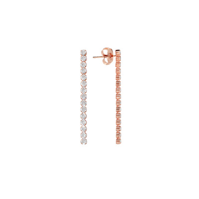 Boucles d'oreilles Bronzallure en métal doré rose à l'or fin 18 carats et zircon