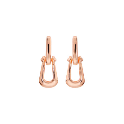 Boucles d'oreilles Bronzallure en métal doré rose à l'or fin 18 carats et zircon
