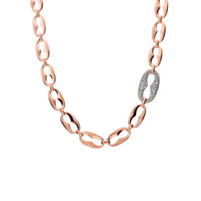 Collier Bronzallure en métal doré rose à l'or fin 18 carats et zircon