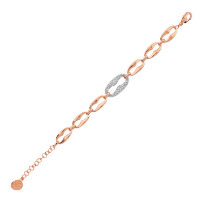 Bracelet Bronzallure en métal doré rose à l'or fin 18 carats et zircon