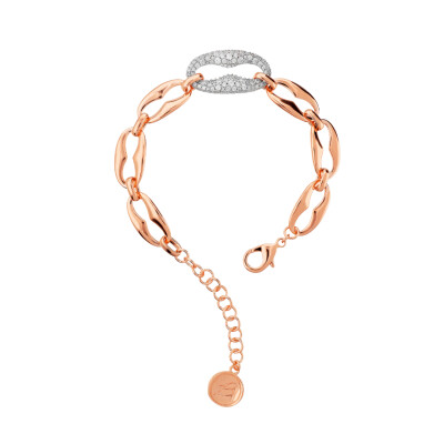 Bracelet Bronzallure en métal doré rose à l'or fin 18 carats et zircon