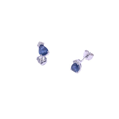 Boucles d'oreilles en or blanc, saphirs et diamants