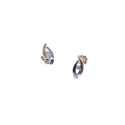 Boucles d'oreilles en or jaune, bicolore et diamants