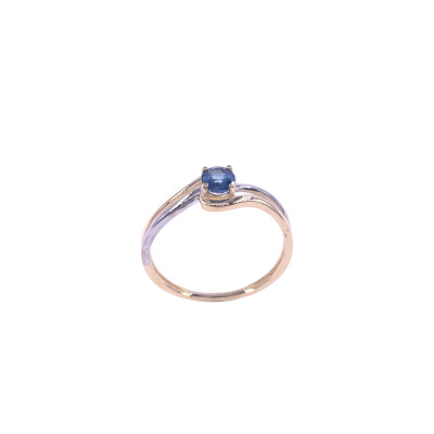 Bague en or jaune, bicolore et saphir